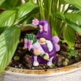 thumbnail image 4 of Kmonabie Resin Garden Gnome Ornament Set, 3 Miniature Fairy Gnome Statues with Insect Floral Details, Small Tabletop Planter Decor for Indoor Outdoor Fairy Garden Scene, Purple, 4 of 7