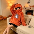 thumbnail image 5 of AHMOMEI Halloween 3D Pumpkin Hoodies Zip Mask Fuzzy Unisex Cute Ghost Sweatshirt with 3D Hood & Kangaroo Pocket Spooky Orange Hoodie for Halloween Party Daily Wear L, 5 of 7
