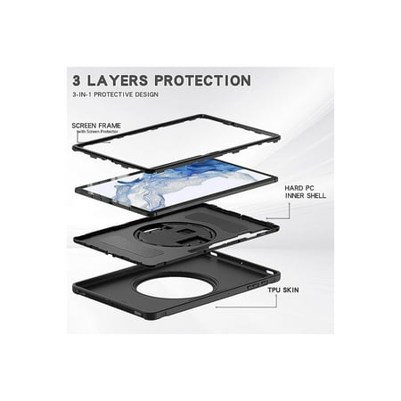 SaharaCase - PROTECTION Hand Strap Series Case for Samsung Galaxy Tab S8+ - Black