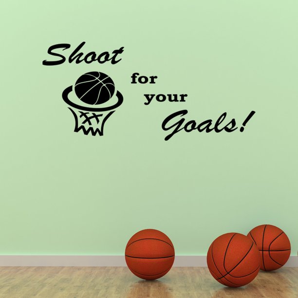 Basketball Shoot For Your Goals Vinyl Wall Lettering Words Quotes Decals Jr725 Walmart Com Walmart Com