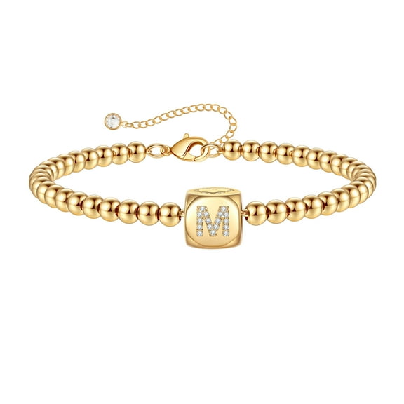 IEFSHINY Glimmerst Initial Bracelets for Women 14K Gold Filled Initial Bracelets Birthday Gifts for Women