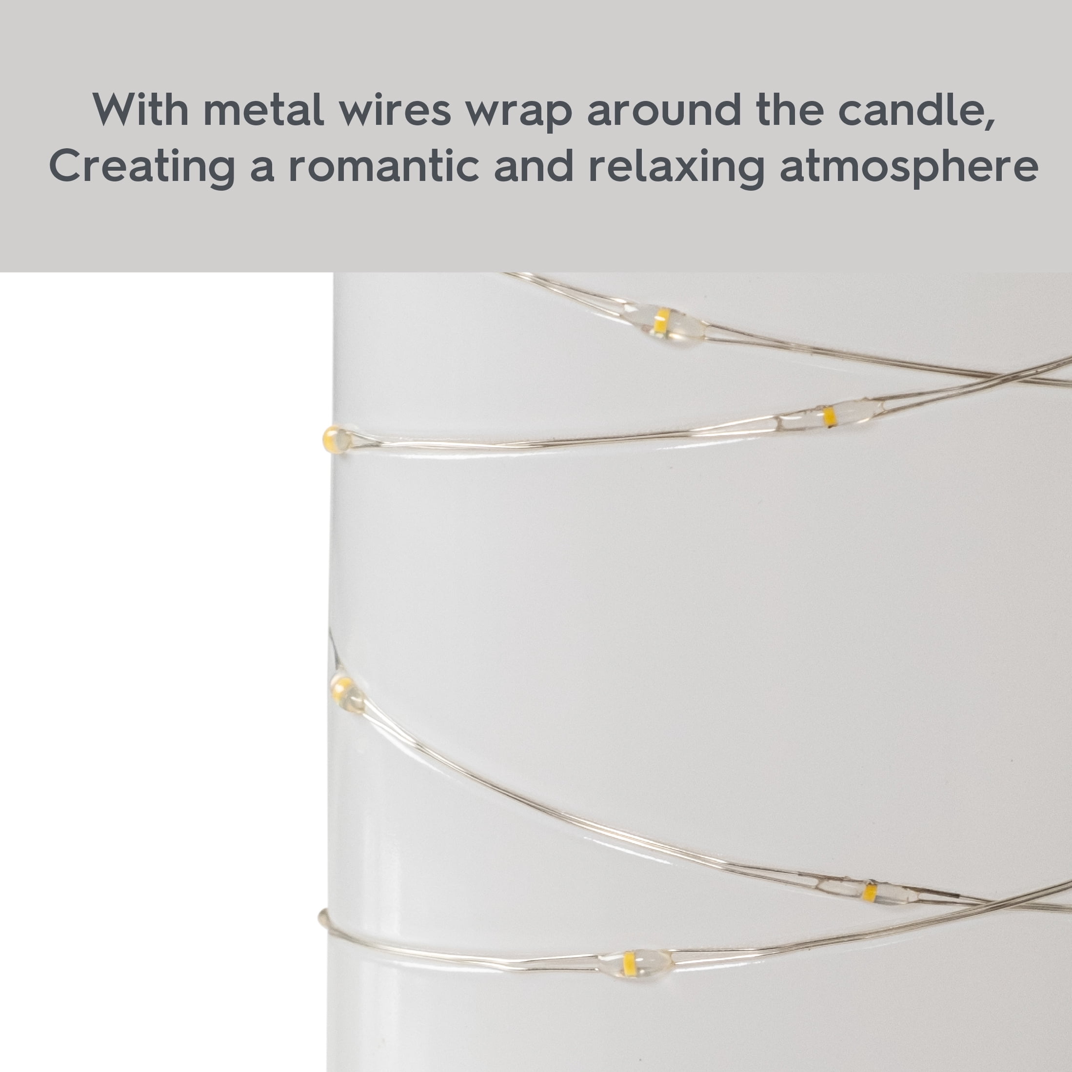 Better Homes & Gardens 2PK Flameless LED Pillar White Candles, 3"Dia. x 6"H, 0.34 lb Weight each