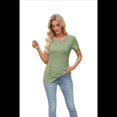 thumbnail image 2 of Blusas Lisas de Cuello Redondo y Corta para Mujer, 2025, Nuevas Blusas Holgadas de Verano, Lindas, , XL, 2 of 10