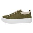 thumbnail image 2 of Soda Flat Women's Shoes Lace Up Loafers Casual Sneakers Synthetic Fur Hidden Flatform ENDEAR-G Suede Khaki Green Olive 7, 2 of 5