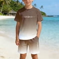 thumbnail image 2 of Little Boys' 2 Piece Outfits Short Sleeve Gradient Letter Print Summer Tee And Shorts Casual Back to School Clothes Size 6-7T, 2 of 5