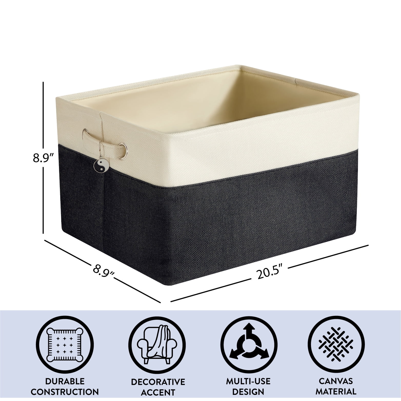 Urban Shop Canvas Storage Baskets, Handles, 13" x 15"