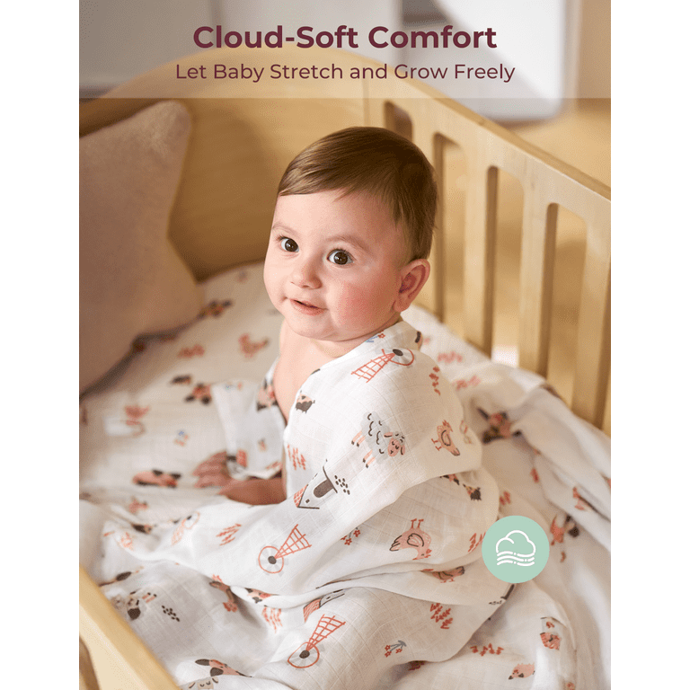 Muslin Swaddle Blankets, 4 Pack, 47x47 Inch photo 6