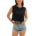 thumbnail image 1 of ATHLECHIC Camiseta sin mangas básica de cuello redondo para mujer L negra, 1 of 1