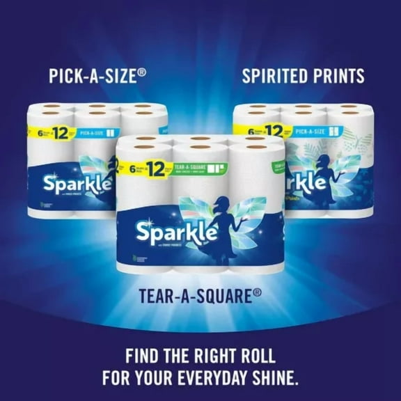 STARLIGHT- Sparkle Tear-A-Square Paper Towels, 2 Rolls, Customizable Sheet Size