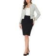 thumbnail image 2 of Unique Bargains Women's Plaid Tweed Blazer Long Sleeve Open Front Work Jacket L White, 2 of 6