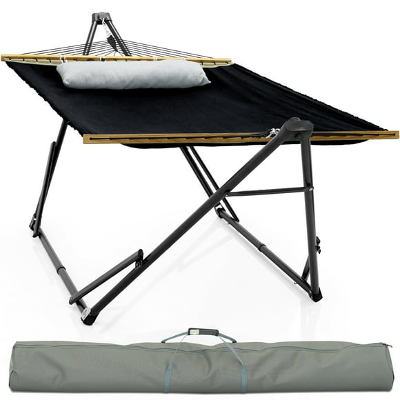 Tranquillo Unity Adjustable Hammock Stand, 800 lbs Capacity Steel Double Hammock Stand for 2 Persons, Premium Pre-Assembled Stand for Indoor Outdoor, Black