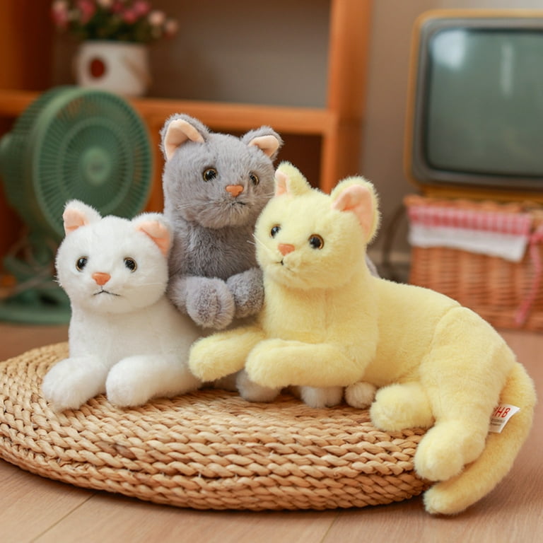 Surakey 11.8 Stuffed Animals Yellow Simulation Cat Toy Plush Doll Office  Home Car Decorations for Children Gift Birthday Holiday 