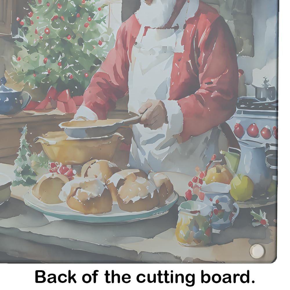 Cookies with Santa Claus Glass Cutting Board Large 12 in x 15 in