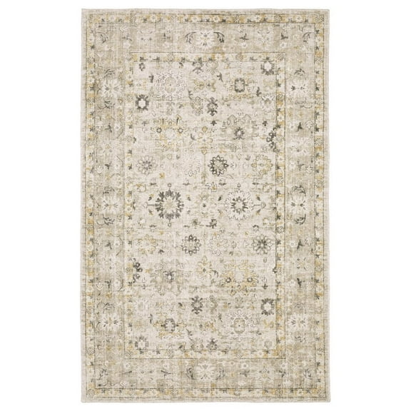Oriental Weavers Windham Hand-made Wool Blend Area Rug - WIN02 - 9' x 12' - in Beige/ Gold - Vintage Inspired, Hand-Made Wool Blend Rugs, Dining, Living Room Rug