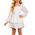 thumbnail image 3 of Zecgelong Girls Solid Color Long Sleeve Dress Party Performance Outfit for Kids White Size 5-14Y, 3 of 6