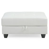 Passion Furniture PF-G307-O Revere Faux Leather Upholstered Storage Ottoman, White