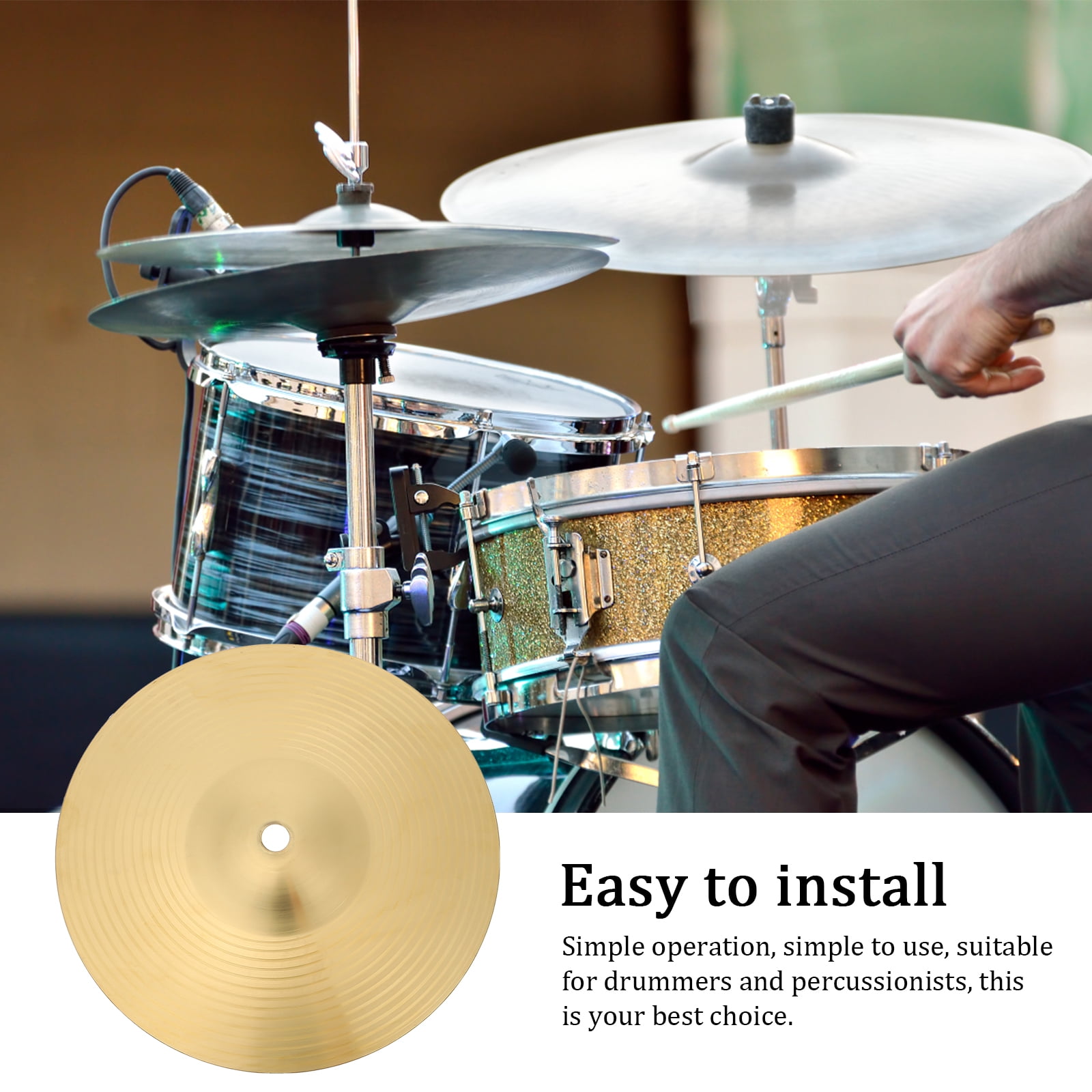 2-Pack Brass Percussion Cymbals for and Kids, Drum Symbols Set for