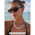 thumbnail image 4 of FindChic Chunky Silver Chains for Women Men 12mm Stainless Steel Cuban Link Necklace Birthday Graduation Fathers Day Jewelry Gifts Dad Husband Boyfriend Him, 18inch, 4 of 10