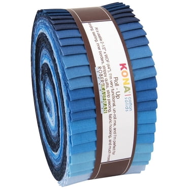 Half Rolls Kona® Cotton Solids Waterfall Palette Blues 2.5" Fabric