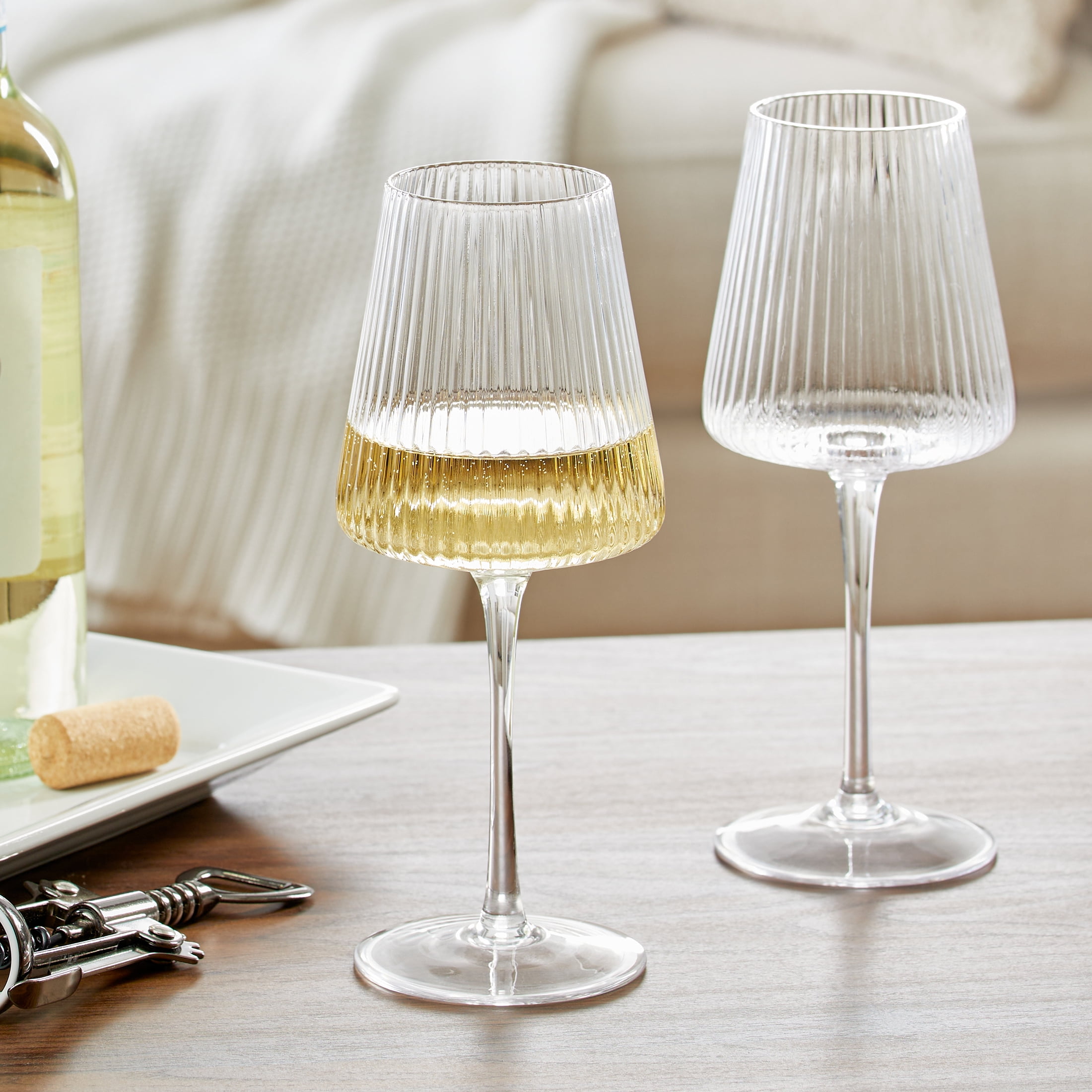 Better Homes & Gardens 17 oz Ribbed Wine Glass, Clear
