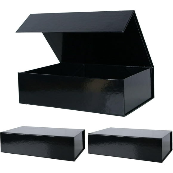 Caja de regalo RayOfSun, grande, 35 x 23 x 11 cm, cierre magnético, color negro
