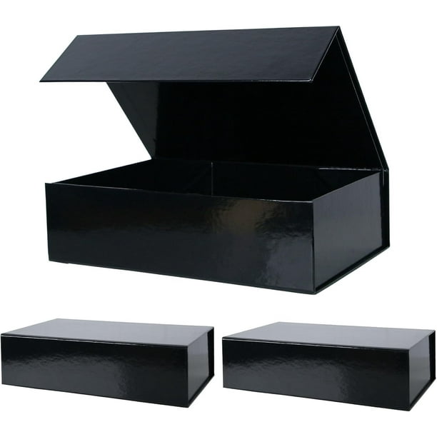 Caja de regalo RayOfSun, grande, 35 x 23 x 11 cm, cierre magnético, color negro