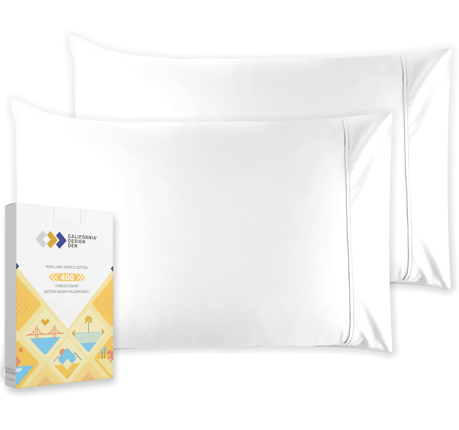 White Standard Pillowcases 400 Thread Count 100 Cotton Pillow Cases