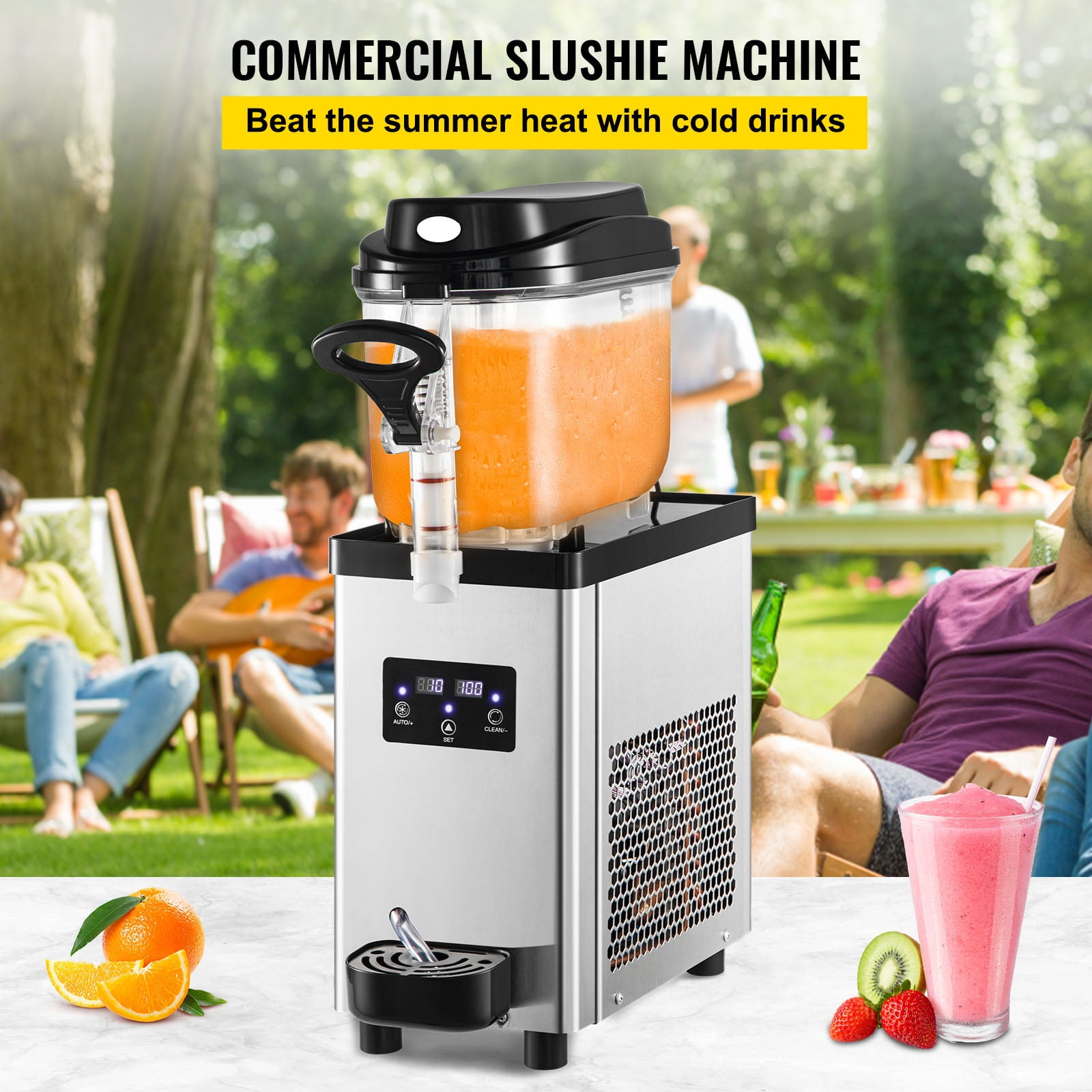 KFFKFF Commercial Slushy Machine, 6L/1.6 Gallons 25 Cups Single-Bowl, 705W 110V, Stainless Steel Margarita Smoothie Frozen Drink Maker, Slushie Machine for Supermarkets Cafes Restaurants