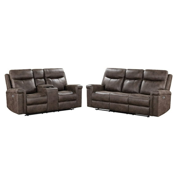New Classic Furniture Quade 2-Piece Fabric Loveseat and Sofa Set in Mocha