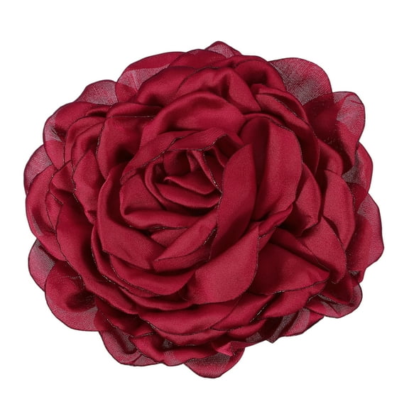 Flowers Hair Clips, Satin Rose Brooch Pin, Floral Brooch Hairpin for Wedding Clothes, Dark Red
