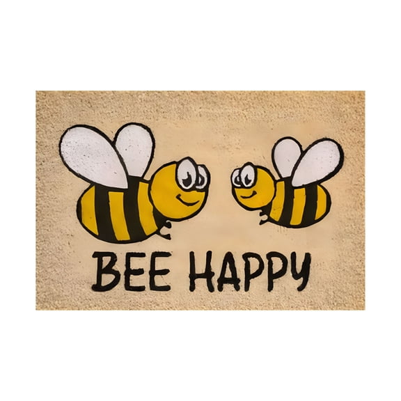RLESO Welcome Mat Honey Bee Day Happy Inside Door 16x24 Summer Coir Spring Decor Home