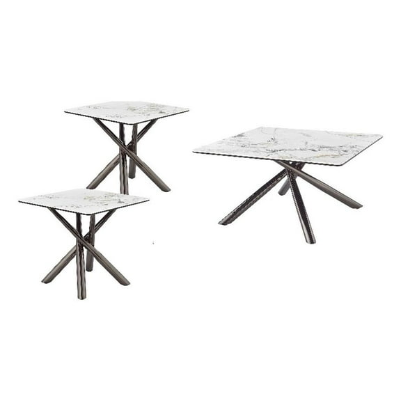Carvell 3-piece Square Coffee and End Table Set Mirage White
