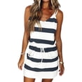 thumbnail image 4 of Womens Summer Trendy Striped Dresses Sleeveless Halter Strap Mini Dress with Pockets, 4 of 6