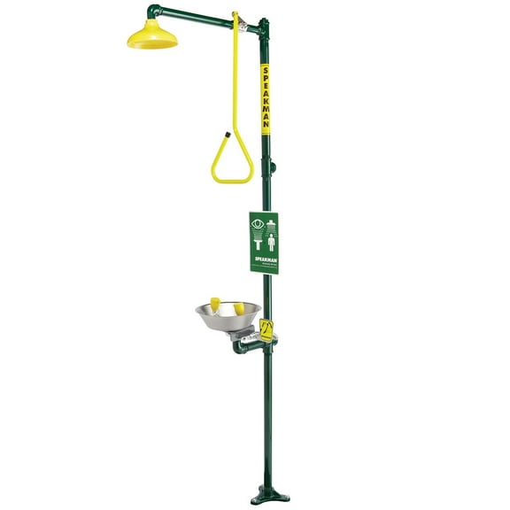 Speakman SE-690 Combination Shower with Round Eye/Face Wash Station, DuraJade Powder-Coat