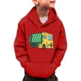 thumbnail image 1 of PMVFHDE Chandail à Col Rond Garçons Filles Camions Chandails Manches Longues à Capuche Chandail à Enfiler Tout-Petits Enfants Hiver Chaud Chemise Chandail Hauts 3 14ans Rouge 110, 1 of 2