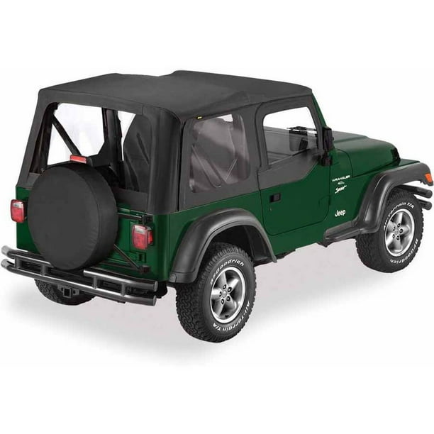 Bestop 51127-15 Jeep Wrangler Replace-A-Top Fabric Top with Clear Windows,  Black Denim 