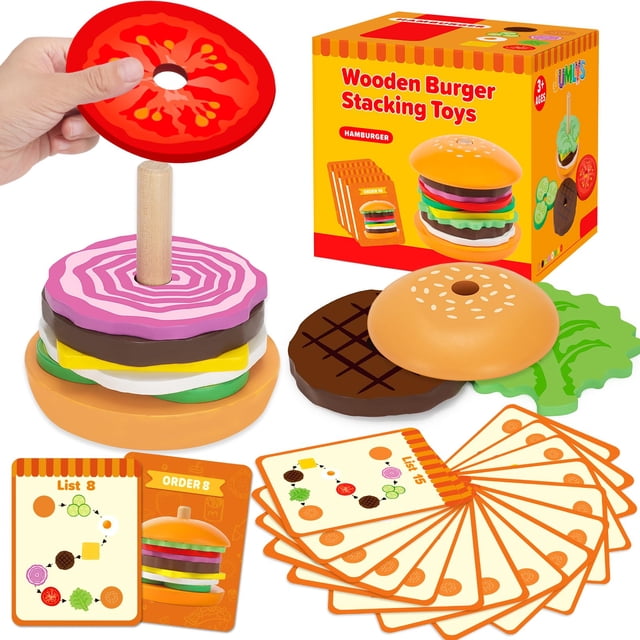 Montessori Toys Jumlys - Hamburguesas de madera para niños de 3 a 5 años