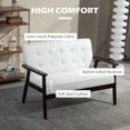 thumbnail image 4 of HOMCOM 44.5" Loveseat Sofa for Bedroom 2 Seater Couch with Wood Frame Cream, 4 of 10