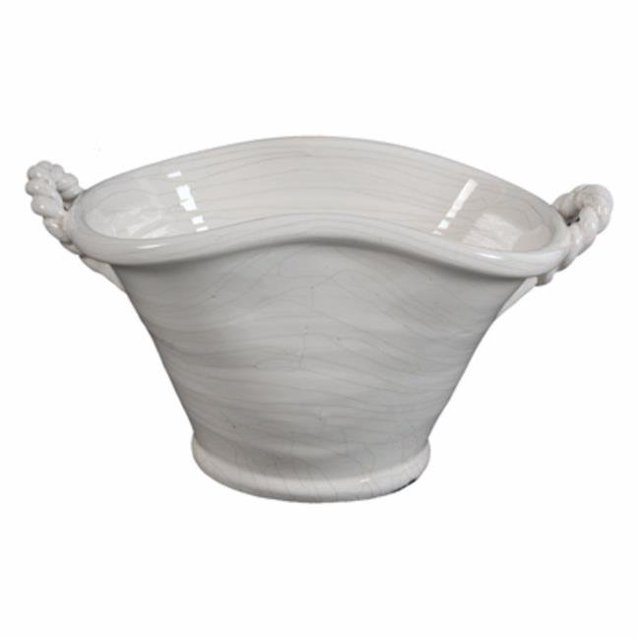 Benzara BM145676 Medium Container with Handles, White