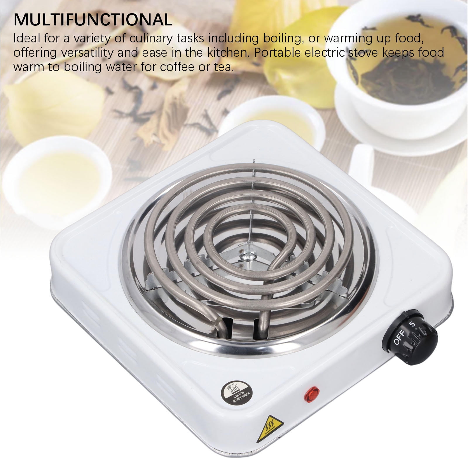 Suodoka 1500W Portable Single‑Coil Electric Hot Plate – Adjustable Temperature, Compact Countertop Stove for Coffee, Tea, Boiling & Warming