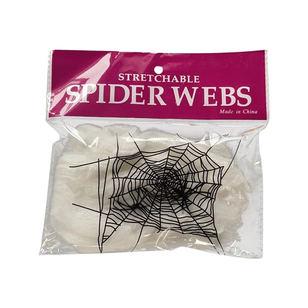 De Red de araña para decoración de Halloween de 40 g con 4 telarañas falsas elásticas blancas, juguete de Halloween, accesorios para ambientación al aire libre