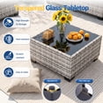 thumbnail image 6 of 14-Piece Outdoor Patio Furniture Set with Rocking Swivel Chair, Wicker Rattan Sectional Sofa Conversation Set with 55,000 BTU Fire Pit Table, Backyard Furniture,Dark Grey, 6 of 15