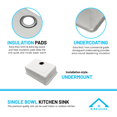 thumbnail image 5 of KBFmore Tight Radius 16 Gauge 27 inch Single Bowl Undermount Kitchen Sink with 3 PCs Kitchen Gadgets, 5 of 10