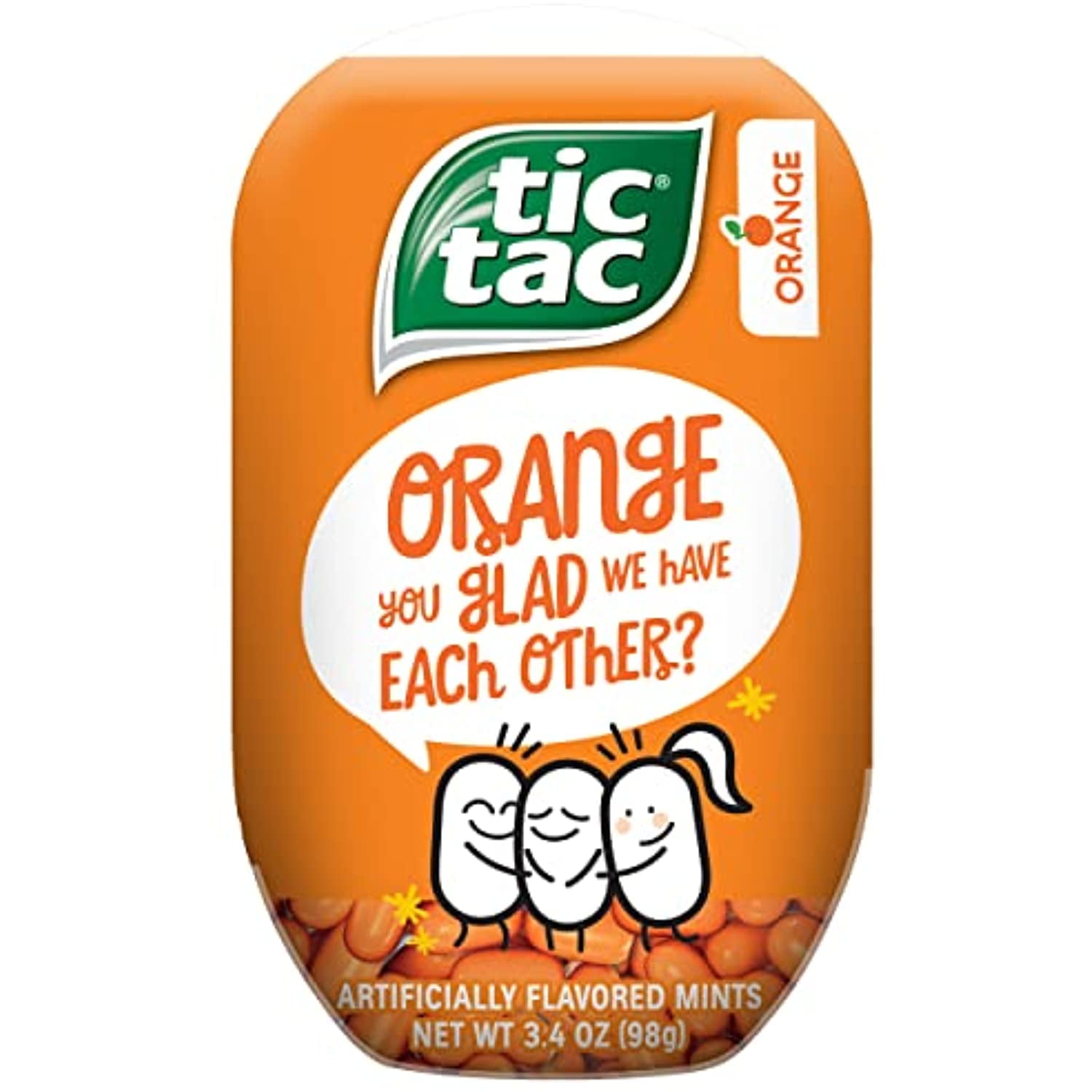 Tic Tac Fresh Breath Mints, Orange, Bulk Hard Candy Mints, Perfect Valentines Day Gift, 3.4 Oz Bottle Packs, 4 Count