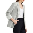 thumbnail image 4 of INSPIRE CHIC Notched Lapel One Button Blazer for Women Roll Up Sleeve Office Work Suit Jacket with Pockets, 4 of 5
