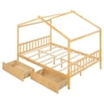 thumbnail image 5 of CoSoTower Full Size House Platform Bed With Two Drawers, Headboard And Footboard, Roof Design, Natural, 5 of 9