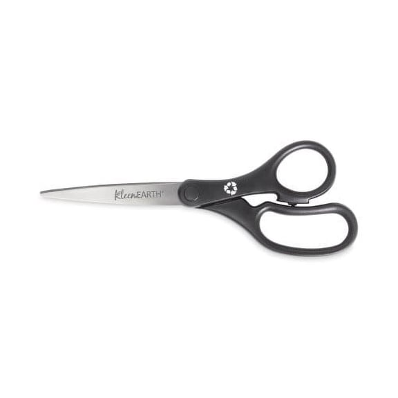 Westcott KleenEarth Basic Plastic Handle Scissors, 8" Long, 3.25" Cut Length, Black Straight Handles, 3/Pack (15585)