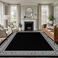 thumbnail image 2 of Black Geometric Large Area Rugs for Bedroom Living Room, Soft Non Slip Carpet Bedside Rug, Country Farm Traditional Chinese Tile Rectangular Floor Cover Kitchen Accent Rug 8'x10' for Office, 2 of 9