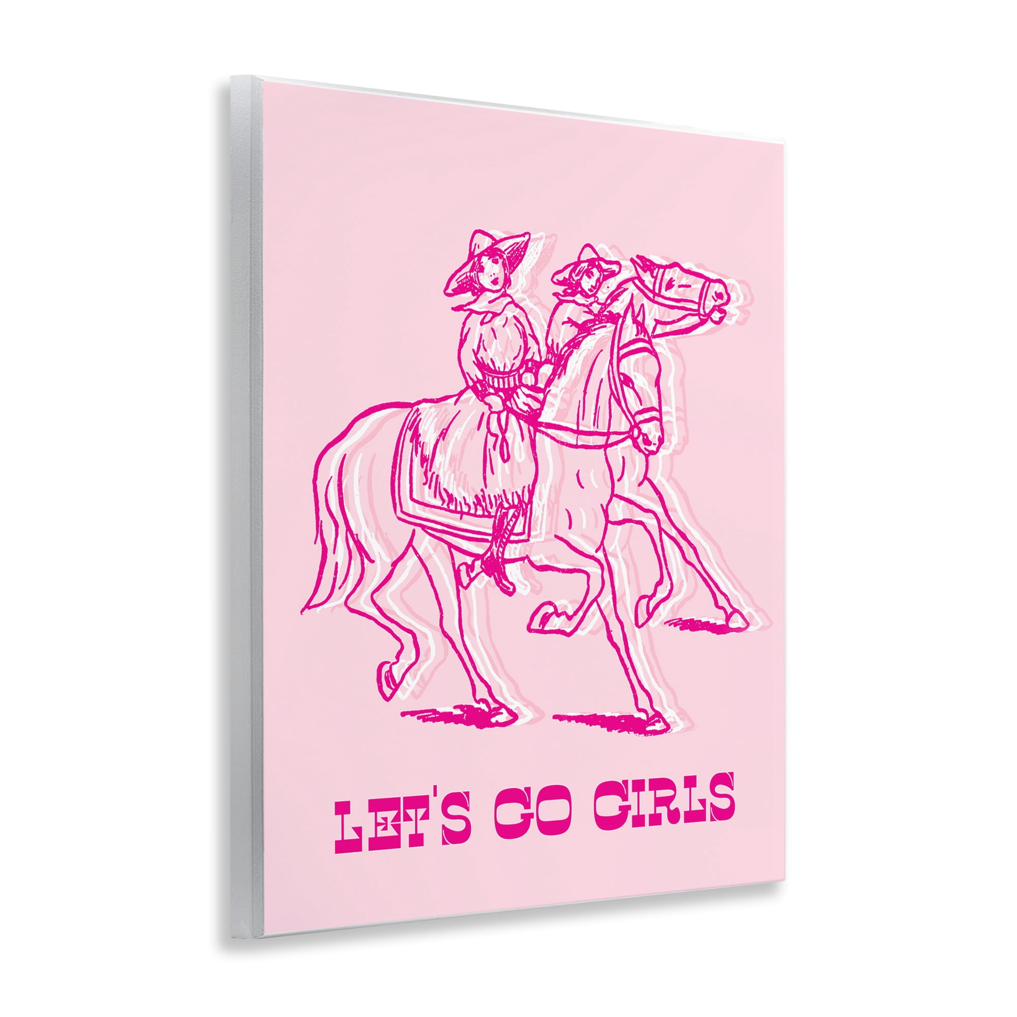 Stupell Industries Let's Go Girls Outline People Painting Unframed Art Print Wall Art, 11 x 14