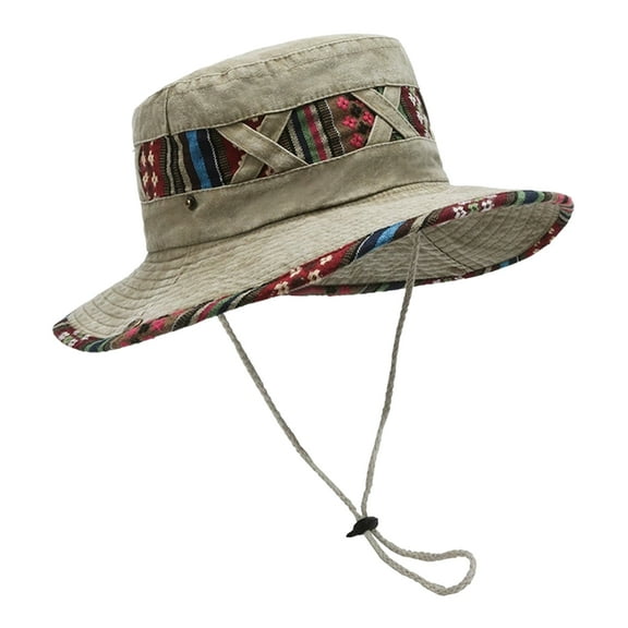 Ventilated Tribal Pattern Fisherman Hat Sturdy Cotton Blend Foldable Designs For Summers Adventure